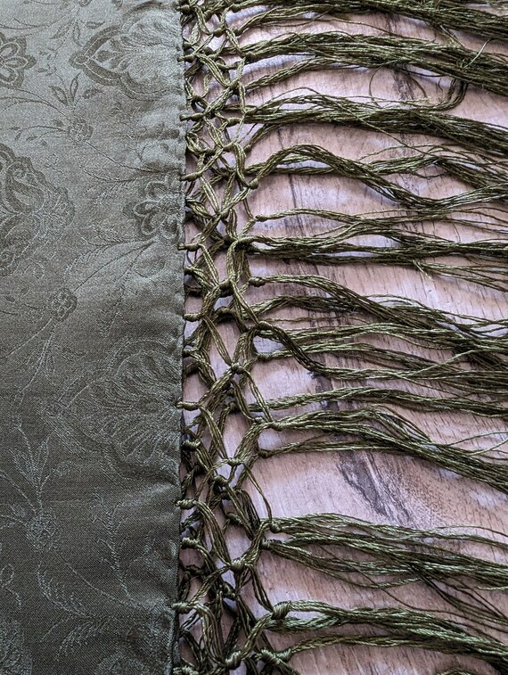 Vintage Silk Jacquard Scarf Neckscarf Fringed Flo… - image 9