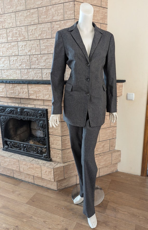 Tailleur pantalon vintage en laine a rayures Jil Sander pantalon blazer pour femme Italie taille 38 Etsy France