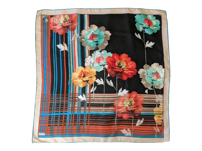 Orkide Bursa Silk Scarf floral geometric print image 1