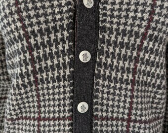 Moncler Gamme Bleu Vintage Cardigan Wool Houndstooth Prin Moncler Gamme Bleu Vintage Cardigan Wool Houndstooth Prin