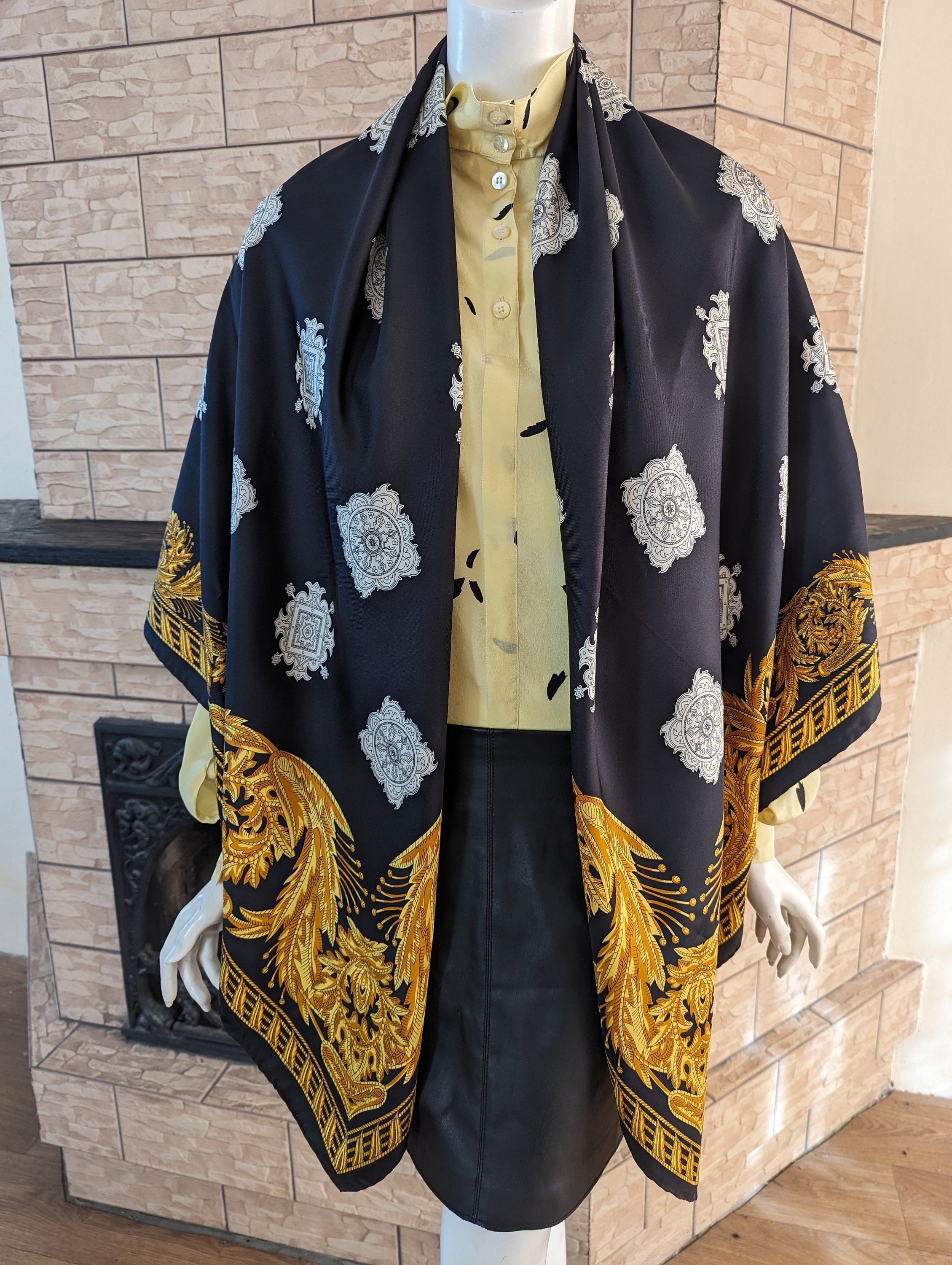 Atelier Gianni Versace Vintage Large Designer Silk Scarf