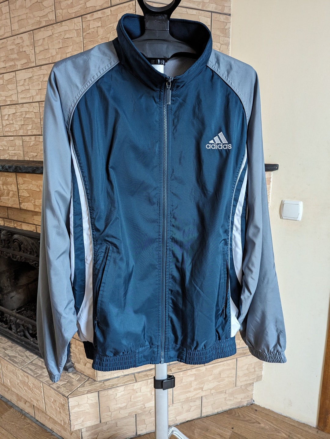 90s-00'S Adidas Jersey Track Jacket, Men's Size Medium polyester black type Vintage Second Hand
