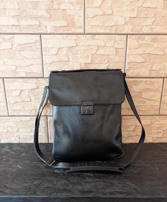 BREE Vintage Messenger Bag Black Leather Document Bag Shoulderstrap Etsy Ireland