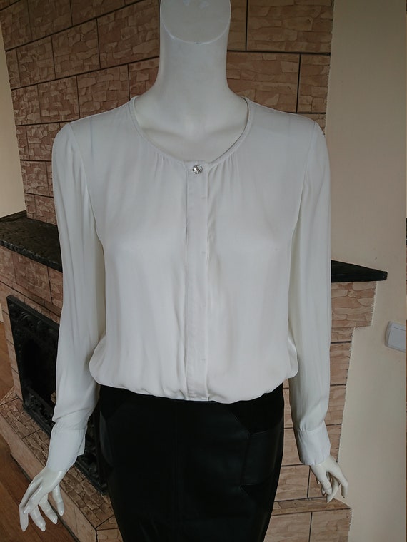 Escada Sport Vintage 90s Top Blouse Cream size 38… - image 3