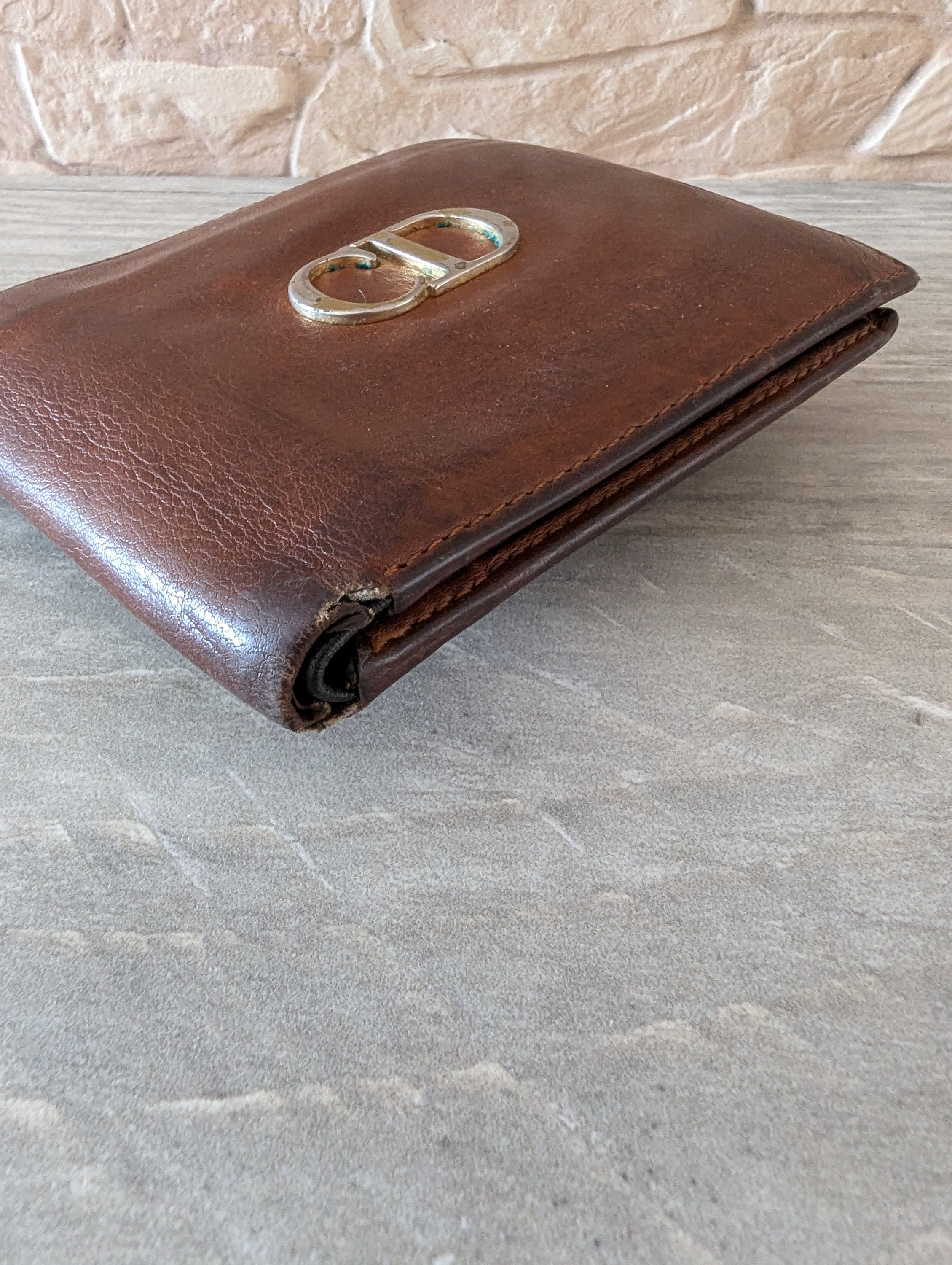 Christian Dior Vintage Wallet Brown Foldable Leather Purse Christian Dior Vintage Wallet Brown Foldable Leather Purse