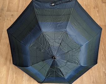 Pierre Cardin Paris Vintage Teleskop-Regenschirm blau grün schwarz geometrisches Muster