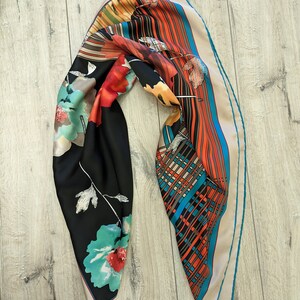 Orkide Bursa Silk Scarf floral geometric print image 10