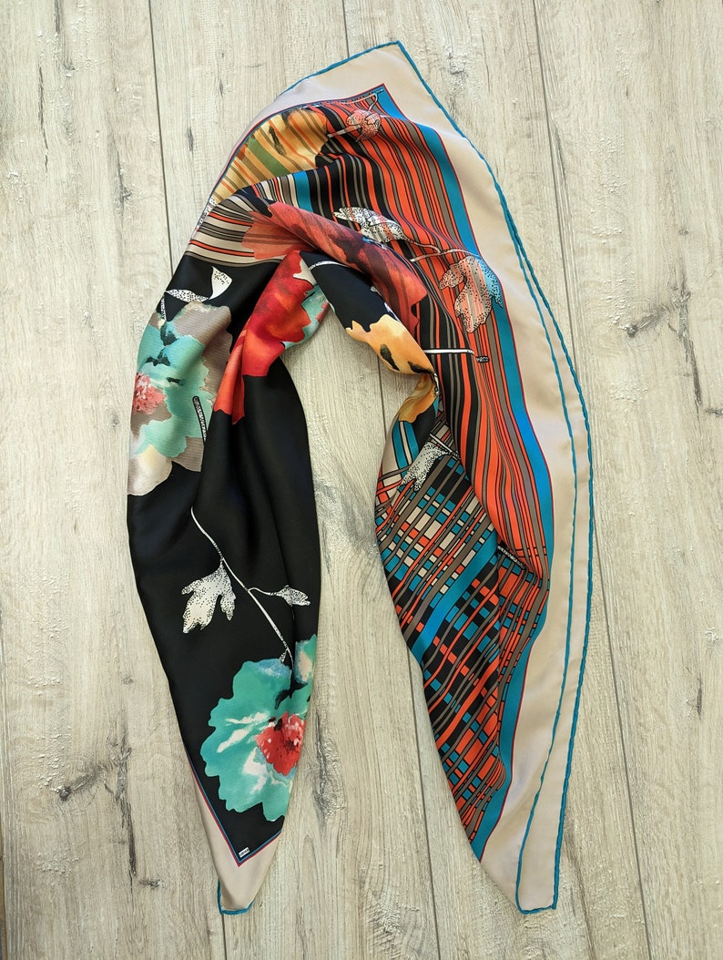 Orkide Bursa Silk Scarf floral geometric print image 10