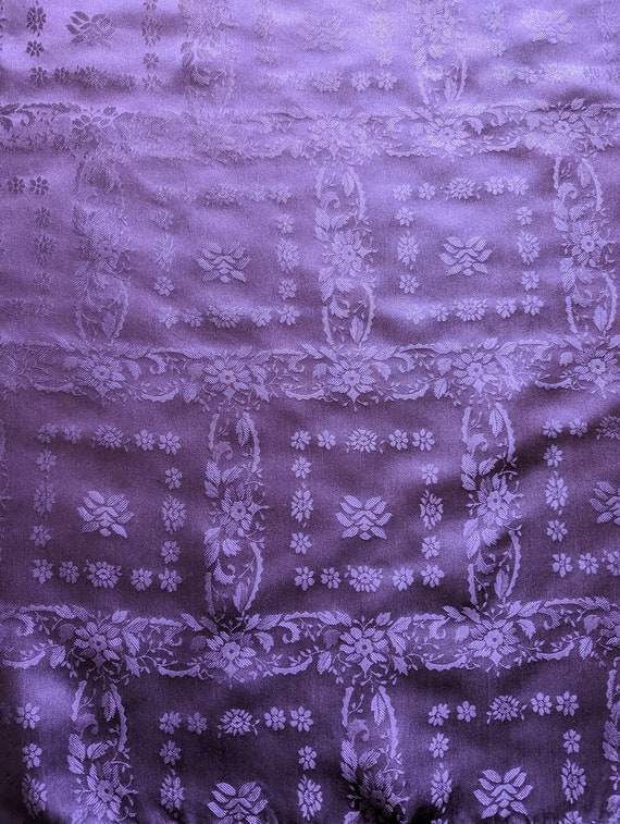 Vintage Silk Jacquard Scarf Neckscarf Fringed Pur… - image 8