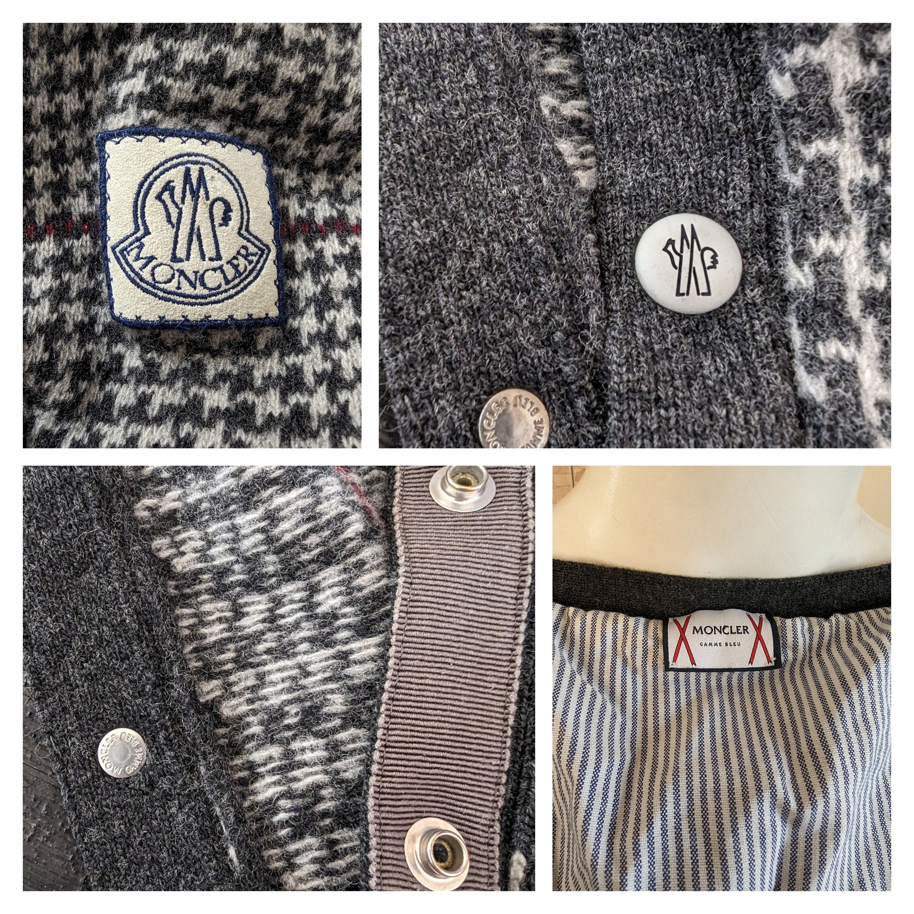 Moncler Gamme Bleu Vintage Cardigan Wool Houndstooth Prin Moncler Gamme Bleu Vintage Cardigan Wool Houndstooth Prin