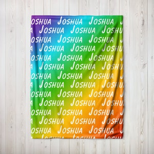 Customized Rainbow Kids Name Blanket, Pastel Ombre Personalized Easter Gift, Baby Shower Gift, Baby Girl Blanket, Boy Birthday Gift