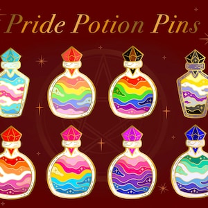 Pride Potions - Enamel Pins ( Pride / Bisexual / Pansexual / Asexual / Lesbian / Gay / Trans / Non-binary )