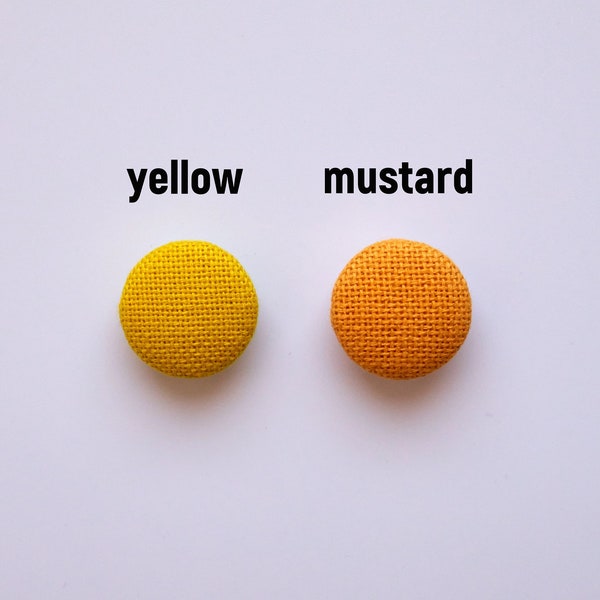 Cotton fabric  buttons | Handmade covered buttons | Yellow buttons | Mustard buttons | Two layers fabric |10mm-25mm| SET of 6 buttons