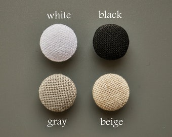 Linen fabric buttons | Handmade covered buttons | Gray buttons | White buttons | Black buttons | Beige buttons | 10-25mm | SET of 6 buttons