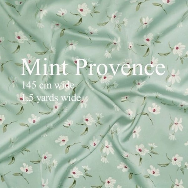 Soft silk satin fabric | Mint provence silk | Soft pastel green satin | Green satin fabric | Soft mint silk  | Width 145 cm (1.5 yards)