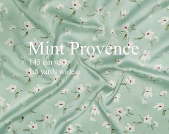 Soft silk satin fabric | Mint provence silk | Soft pastel green satin | Green satin fabric | Soft mint silk  | Width 145 cm (1.5 yards)