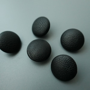 Black eco-leather covered button | Handmade buttons | SET of 6 buttons
