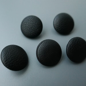 Black leather covered button | Handmade buttons in eco-leather | SET of 6 buttons