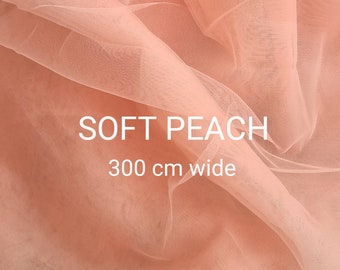 Soft peach tulle | Tulle for decor | Illusion tulle | Salmon tulle | Soft tulle for sewing |Peach soft net | 300 cm (3 yrds) wide tulle