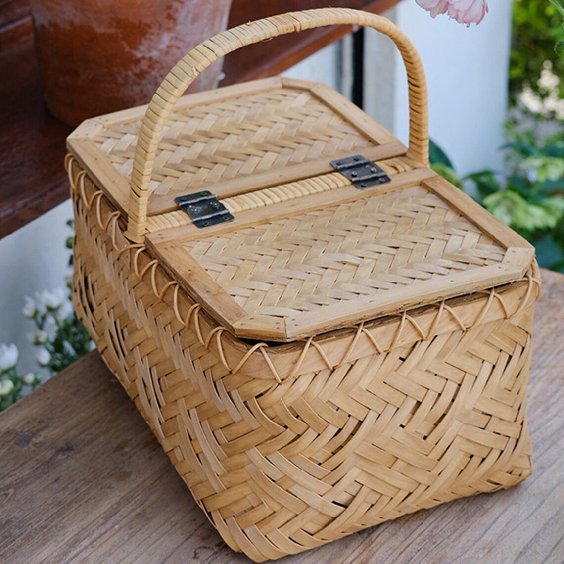 Weaving bamboo baskets picnic baskets portable bamboo Etsy
