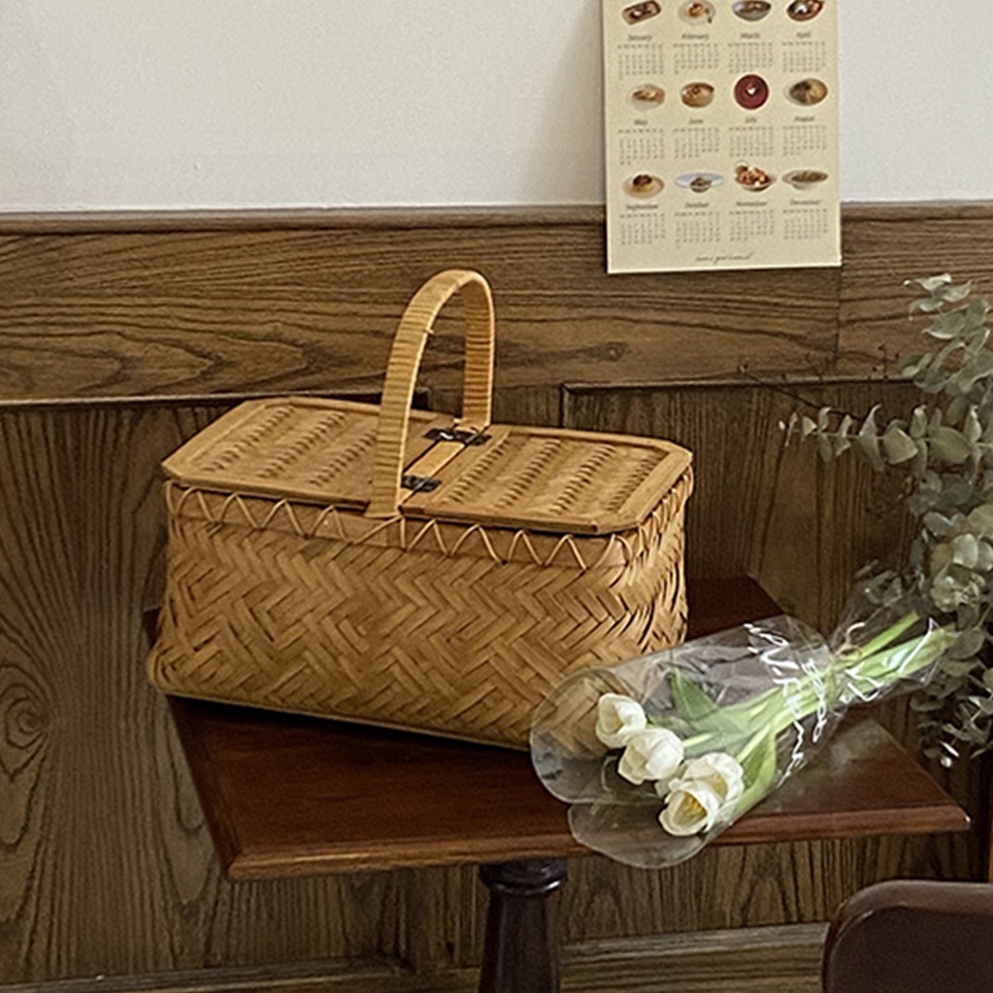 Weaving bamboo baskets picnic baskets portable bamboo Etsy