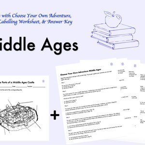 Middle Ages Bundle Labelling the Parts of a Castle Worksheet and Choose Your Own Adventure Printable