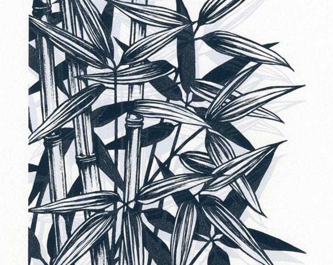 Bamboo Screen Print, Botanical Wall Art, Original Print, Monochrome