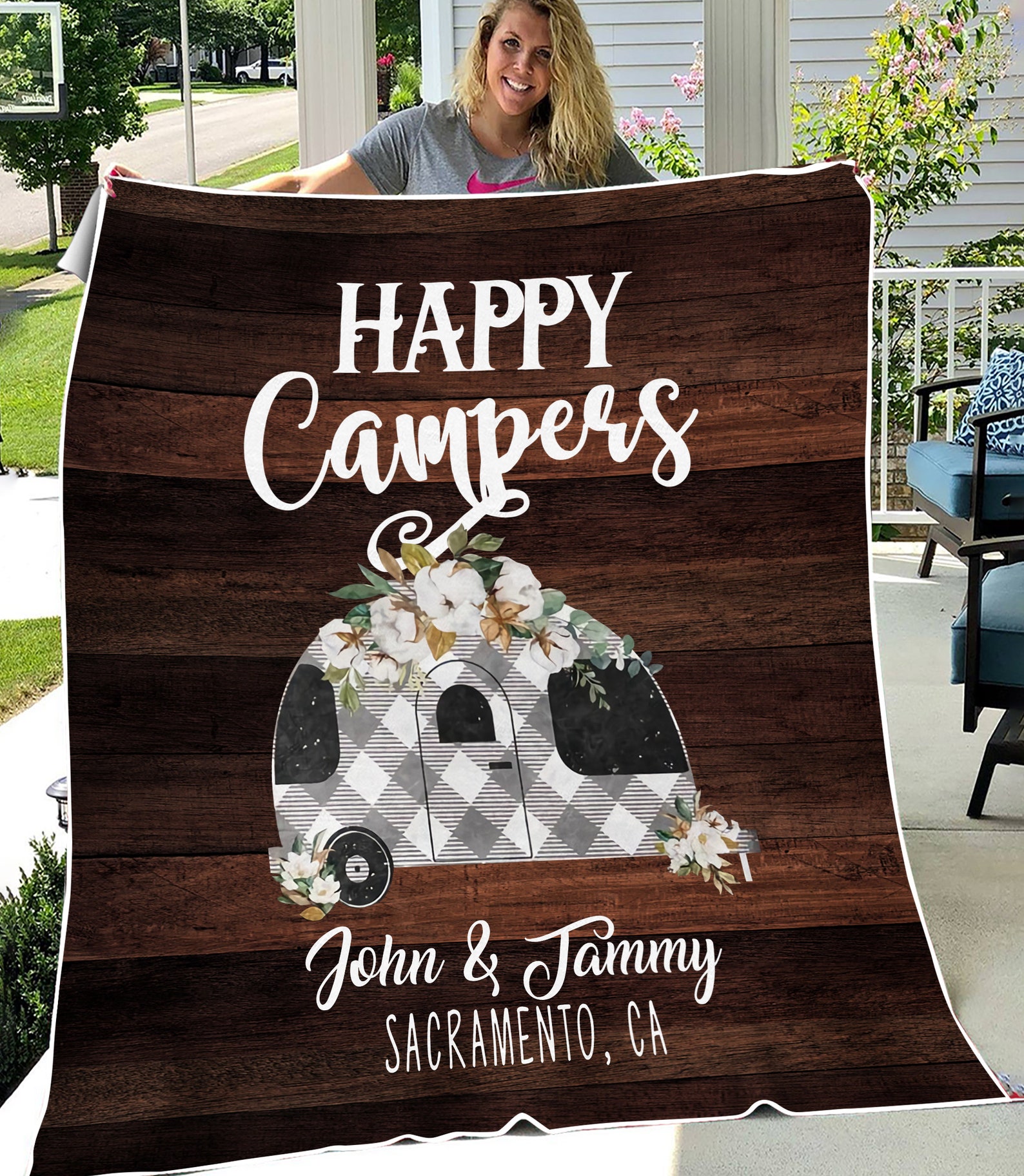 Happy Campers Camping Blanket Personalized Motorhome Blanket Etsy