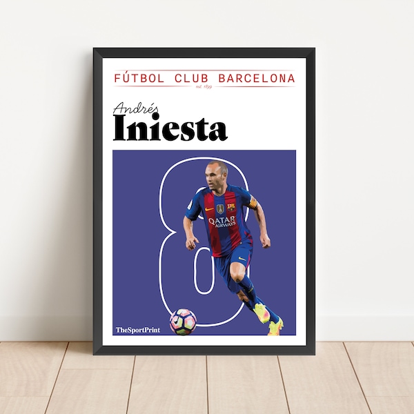 Andres Iniesta | Barcelona Legend Football Soccer Poster | Sport Art | Fathers Day Present | Son Gift | Son Present | Dad Gift | Dad Present
