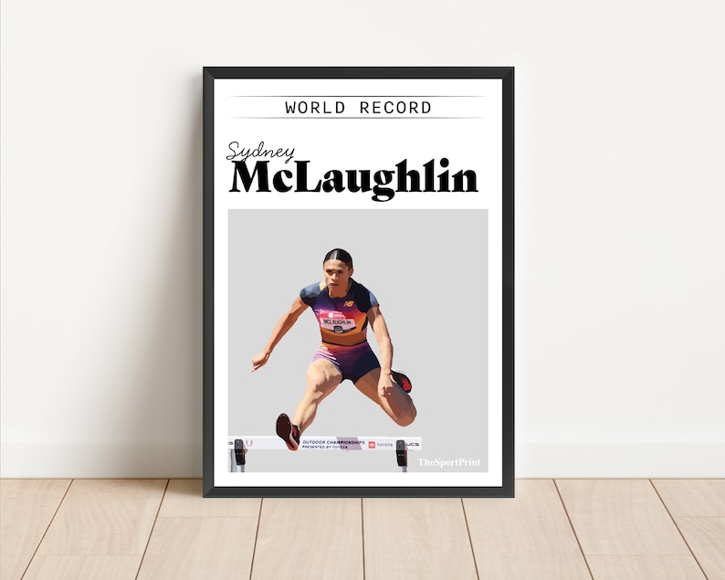 Sydney McLaughlin World Record Poster Print Running Hurdles Athletics Sport Art image 2