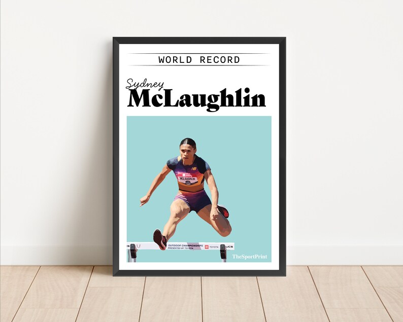 Sydney McLaughlin World Record Poster Print Running Hurdles Athletics Sport Art image 5