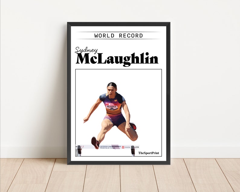 Sydney McLaughlin World Record Poster Print Running Hurdles Athletics Sport Art image 1