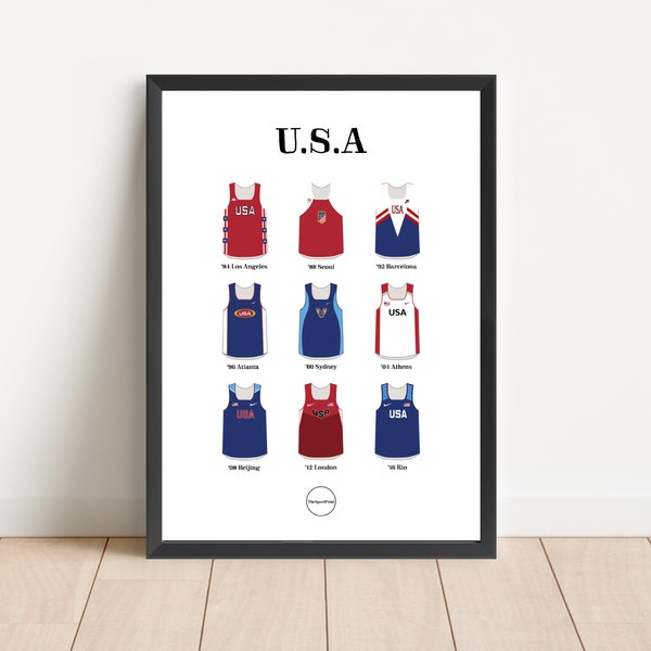 USA | Olympic Kit History Poster | Running Athletics Sport Art