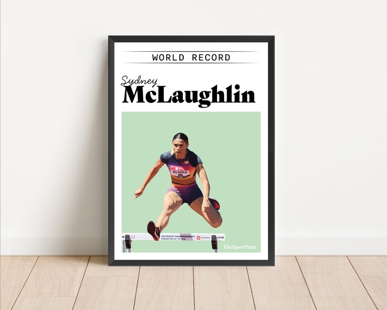 Sydney McLaughlin World Record Poster Print Running Hurdles Athletics Sport Art image 4