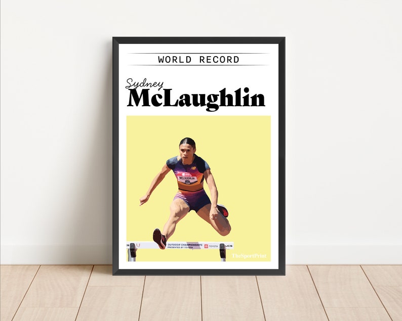 Sydney McLaughlin World Record Poster Print Running Hurdles Athletics Sport Art image 3