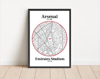 Arsenal Emirates Stadium Circle Map Location | Arsenal Football Poster | Sport Art
