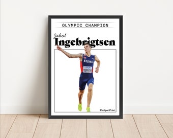 Jakob Ingebrigtsen | Olympiasieger Poster Print | Laufen Leichtathletik Sport Art