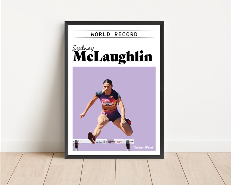 Sydney McLaughlin World Record Poster Print Running Hurdles Athletics Sport Art image 6