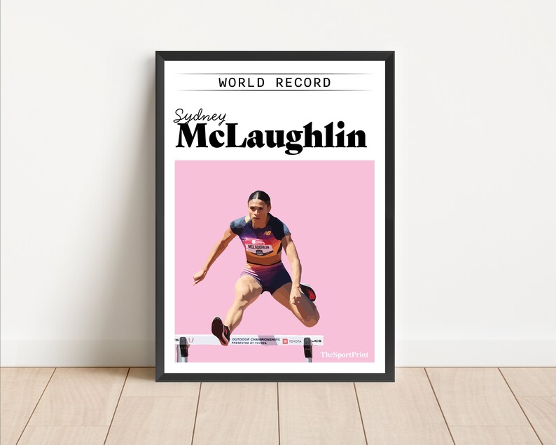 Sydney McLaughlin World Record Poster Print Running Hurdles Athletics Sport Art image 7