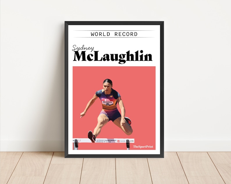 Sydney McLaughlin World Record Poster Print Running Hurdles Athletics Sport Art image 8