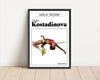 Stefka Kostadinova | World Record Poster Print | Running High Jump Athletics Sport Art