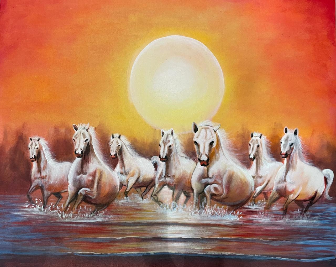 7 running horses vastu feng shui lucky painting for home Etsy