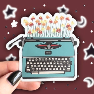 Typewriter Sticker | Writer Gift, Writer Stickers, Writing Gifts, Journaling Stickers, Novelist, Poet Gift, Poetry Sticker, Author, Reader