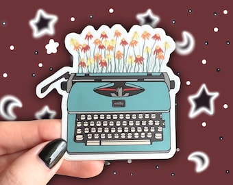 Typewriter Sticker | Writer Gift, Writer Stickers, Writing Gifts, Journaling Stickers, Novelist, Poet Gift, Poetry Sticker, Author, Reader