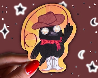 Crow Cowboy Sticker | Western Stickers, Crow Sticker, Bird Meme Sticker, Funny Animal Sticker, Rodeo, Ranch, Bird Lover Gift, Howdy There