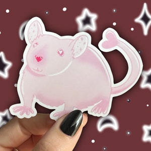 Pink Mouse / Rat Vinyl Sticker | Cute Rat Sticker, Animal Lover Sticker, Water Bottle Sticker, Rodent Sticker, Spring, Summer, Girly Sticker