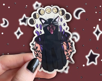 Witchy Cat Moon Phases Sticker | Witchy Stickers, Halloween Stickers, Black Cat, Spooky Sticker, Cat Lover, Gothic Sticker, Moonphase