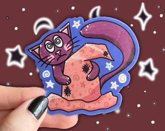 Magical Cat Sticker | Gothic Sticker, Witchy Sticker, Goth Sticker, Cute Cat Sticker, Halloween Sticker, Spooky Sticker, Halloween Cat