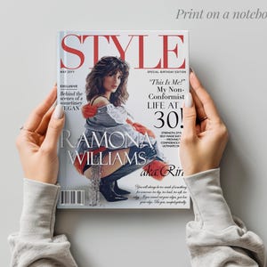 Personalized birthday notebook with custom photo, fashion magazine cover design, 30th birthday gift for her, custom journal keepsake