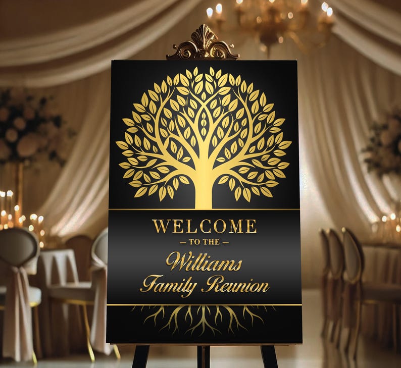 Family Reunion Backdrop With Photos, Family Tree Tapestry, Elegant ...
